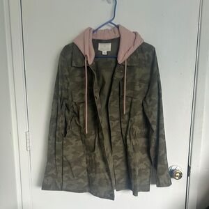 Camo Jacket with Pink Hood